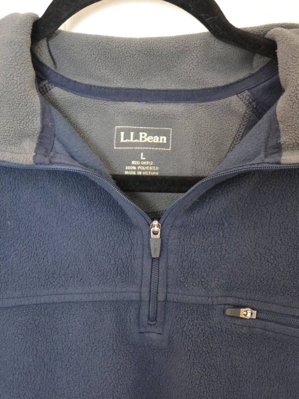 L.L.Bean Navy 1/4 Zip Fleece Men's Pullover (2000's/y2k erqa) - Picture 5 of 7